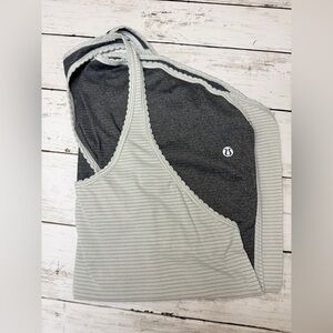 Lululemon 105 F Singlet Heathered Grey Striped Racerback Tank Top
